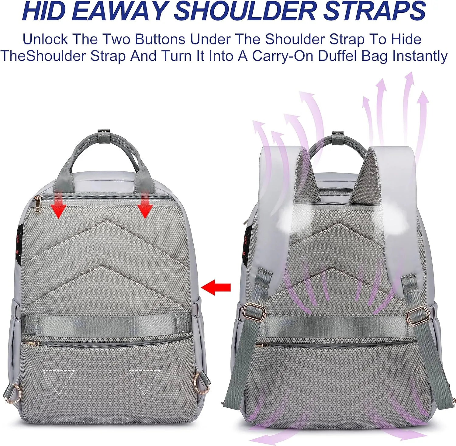 CAFELE Laptop Backpack Women Teacher Backpack Nurse Teen, 17.3 Inch Womens Work Backpack Waterproof Anti-theft Travel Back Pack with USB Port Grey-White