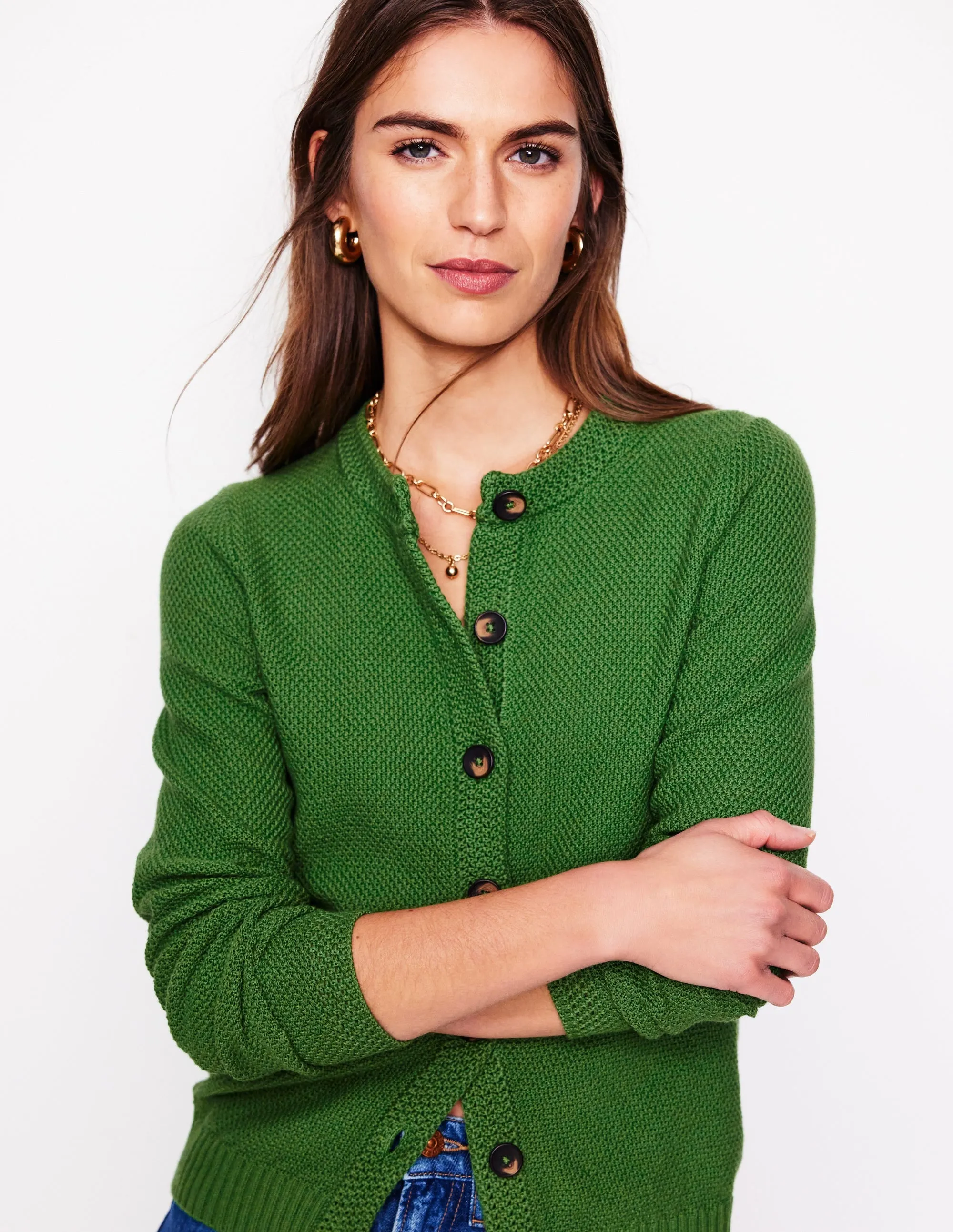 Callie Crochet Trim Cardigan-Paradise Green