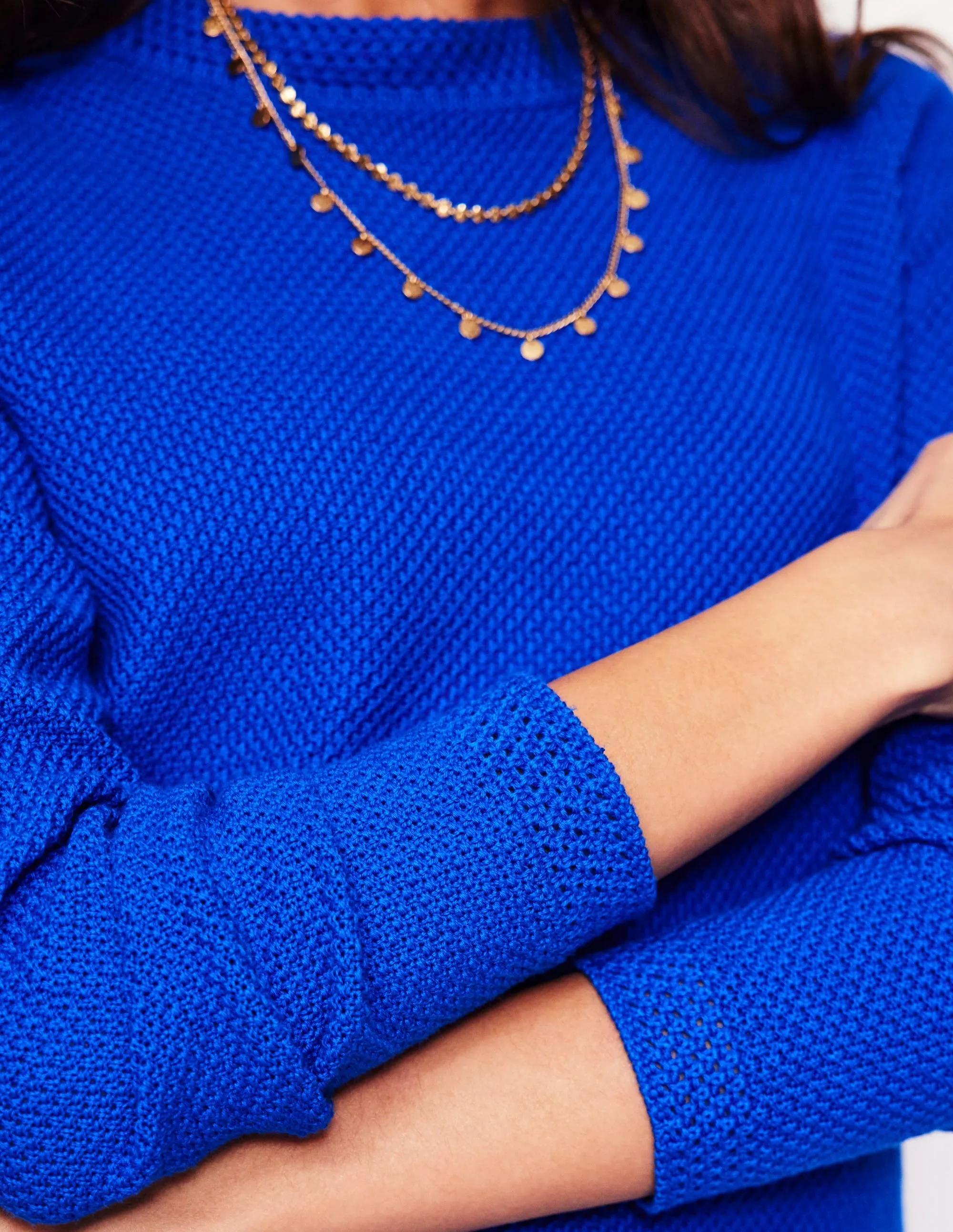 Callie Crochet Trim Jumper-Gallery Blue