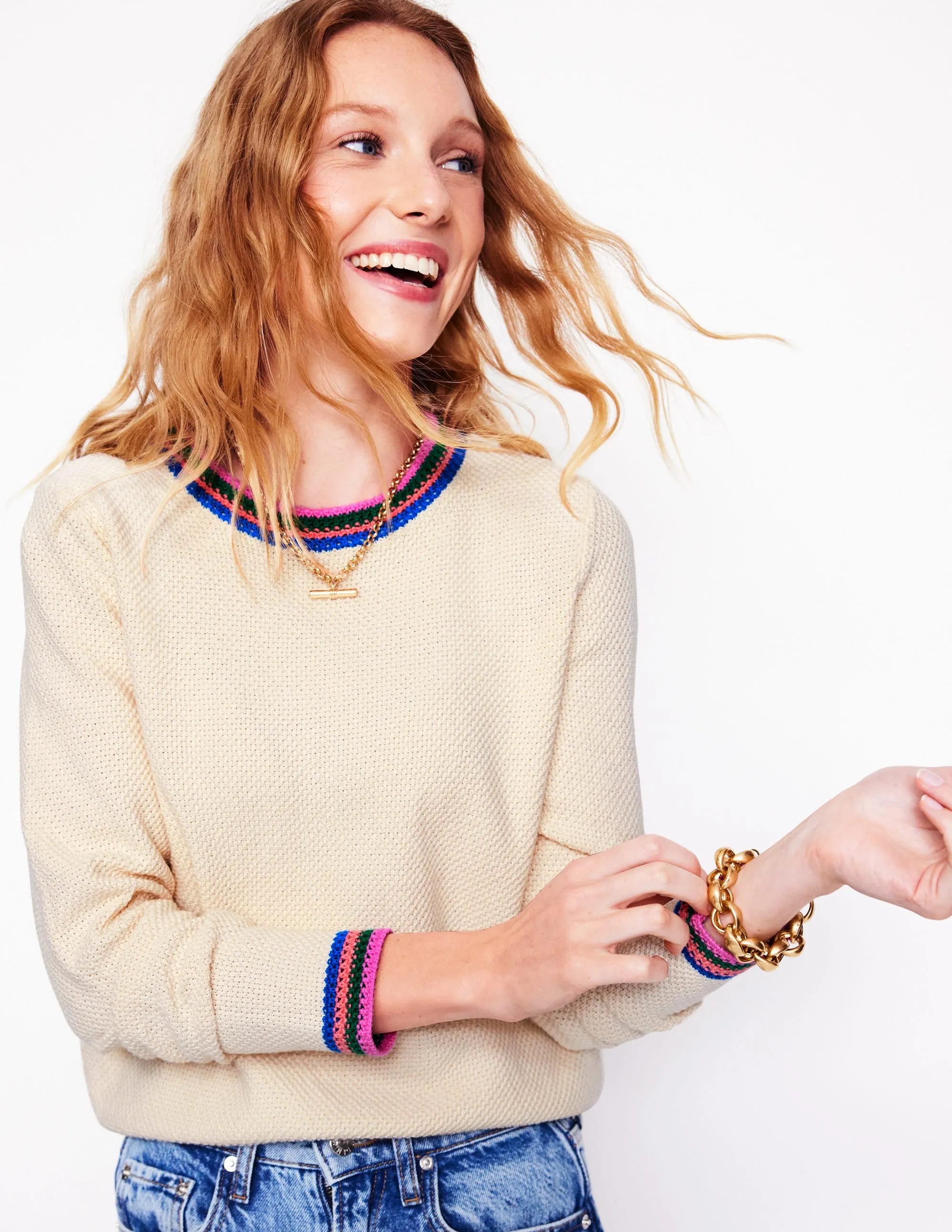 Callie Crochet Trim Jumper-Warm Ivory