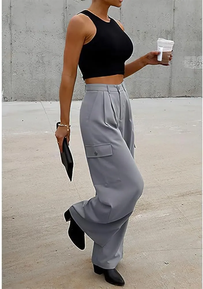 Cargo Pants for Women Baggy Casual High Waist Wide Leg Work Trouser Y2K Pockets Combat Military Pants