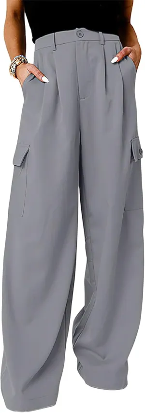 Cargo Pants for Women Baggy Casual High Waist Wide Leg Work Trouser Y2K Pockets Combat Military Pants
