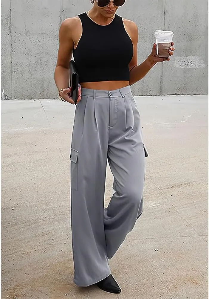 Cargo Pants for Women Baggy Casual High Waist Wide Leg Work Trouser Y2K Pockets Combat Military Pants