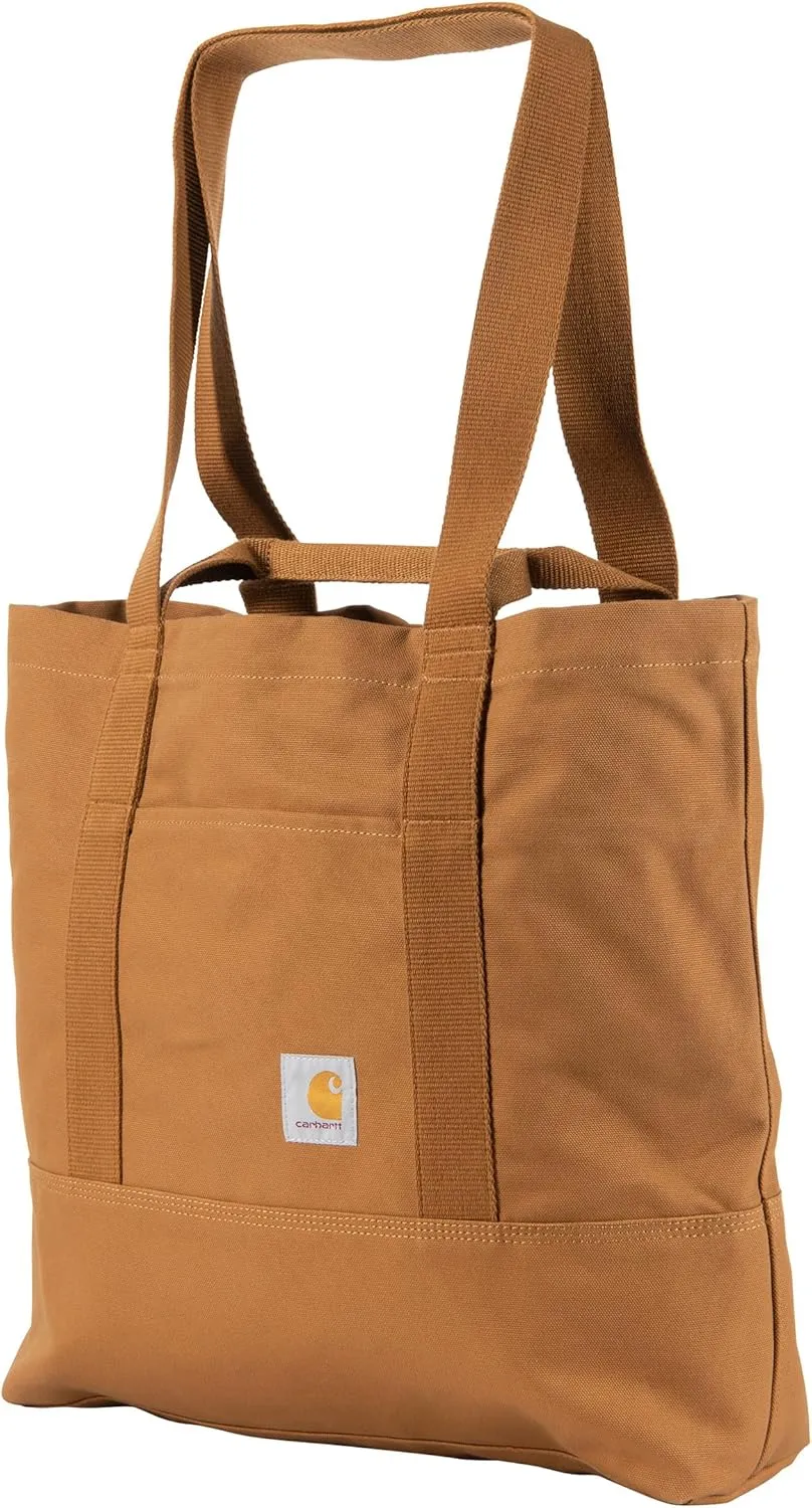 Carhartt Vertical 18L Tote Bag, Firm Duck Cotton Material W/Hand and Shoulder Straps, Brown