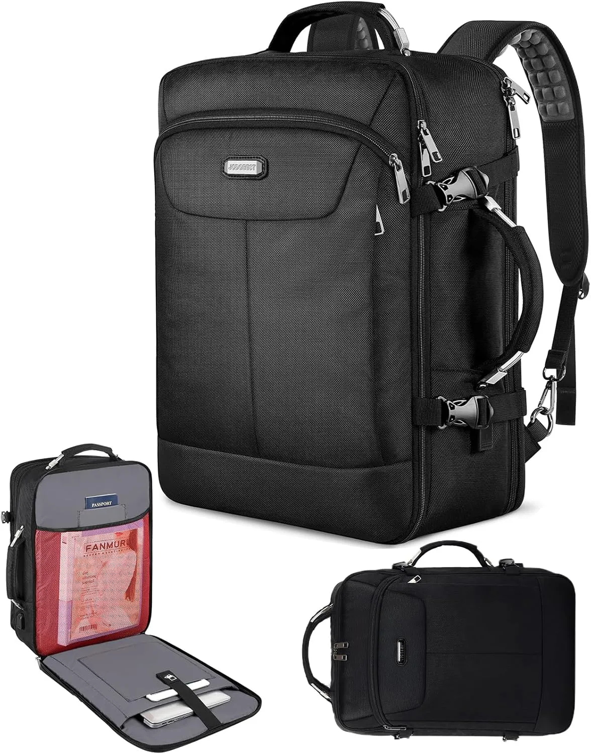 Carry on Backpack, 40L Flight Approved Large Travel Laptop Backpack with USB Charge Port, 18 Inch TSA Friendly Computer Daypack College Overnight Weekender Extra Large Backpack for Men Women, Black
