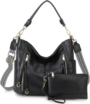 Chase Chic Hobo Bag for Women, PU Ladies Purse Handbags Trendy Crossbody Shoulder Bucket Bag for Work,Travel