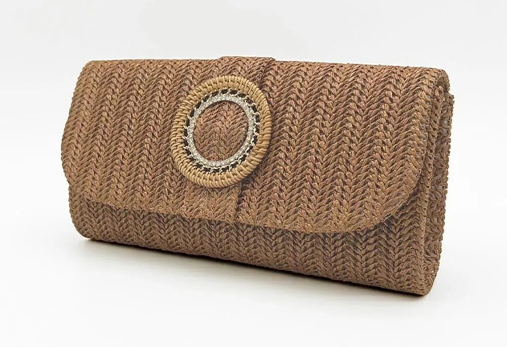Chic Boho Clutch Purses for Women Straw Evening Handbag Rattan Woven Envelope Clutch Bag for Prom Party