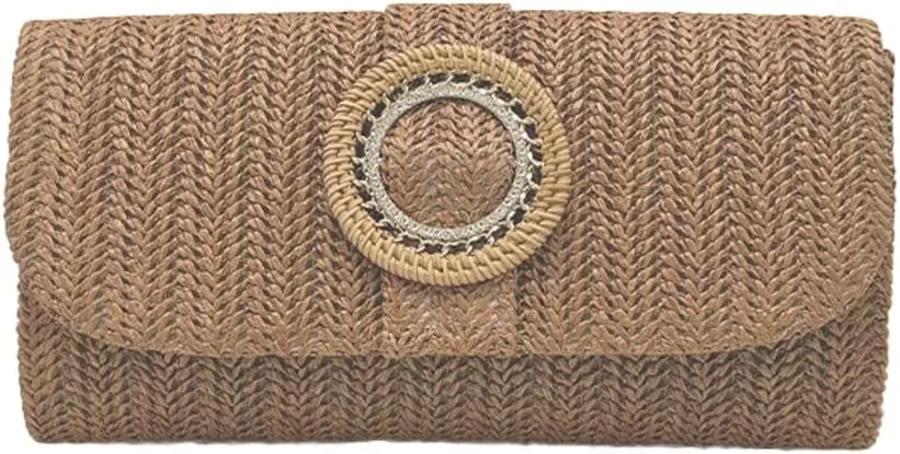 Chic Boho Clutch Purses for Women Straw Evening Handbag Rattan Woven Envelope Clutch Bag for Prom Party
