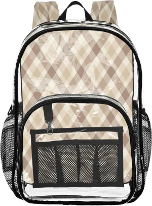 Chic Diamond Beige Kids Travel Backpack, Clear Plastic Bags, Backpack Clear, Girls Backpacks Ages 8-10