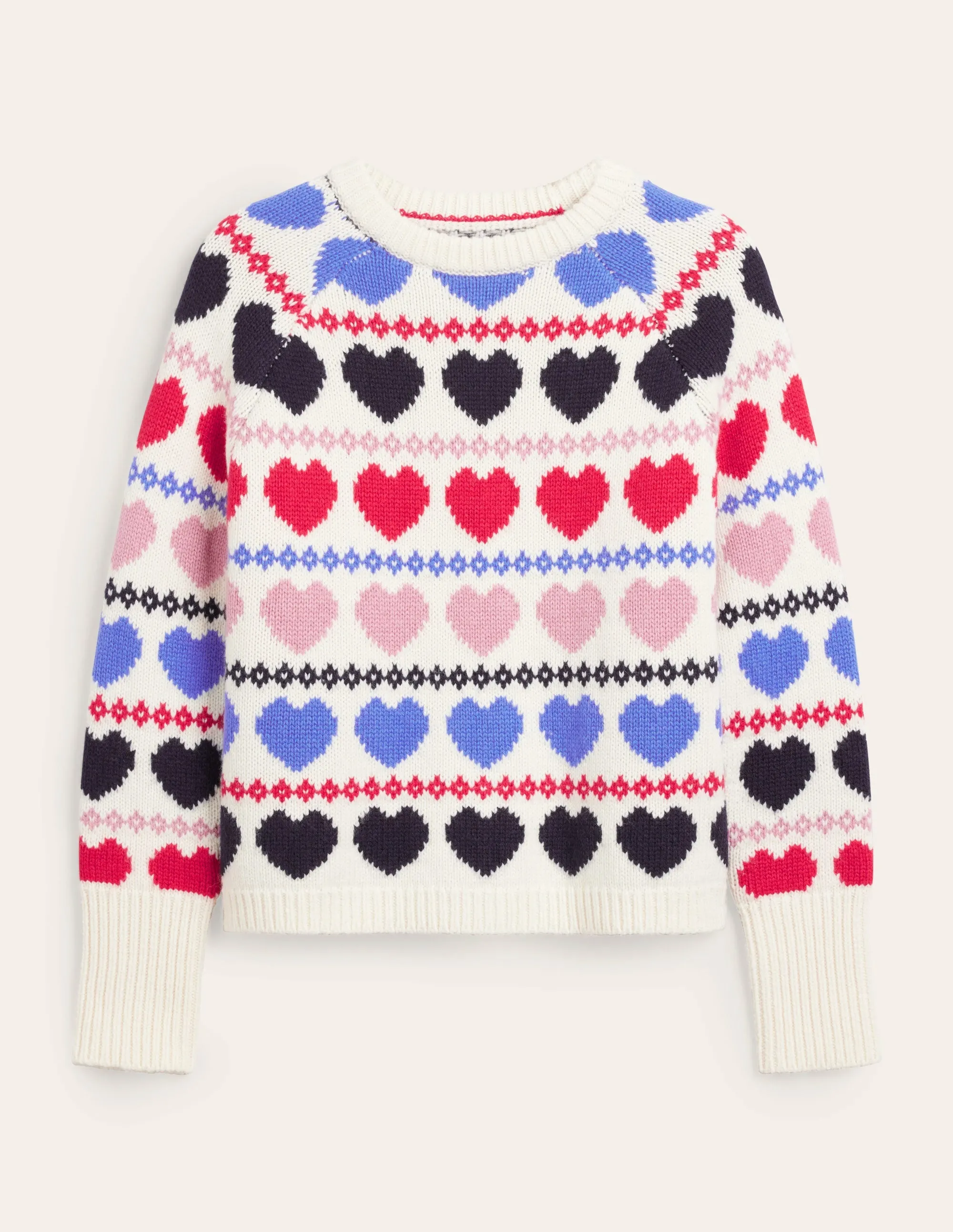 Chunky Fair Isle Jumper-Ivory Heart Fairisle