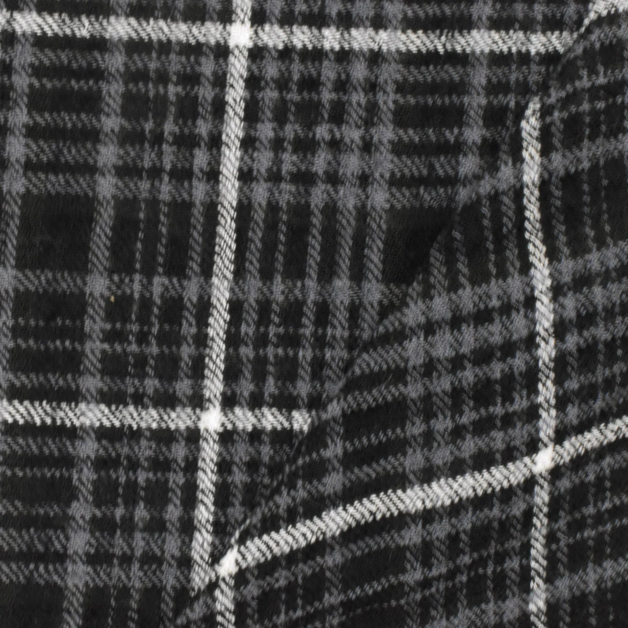 Classic Black-White-Gray Stretch Plaid Twill Woven Fabric