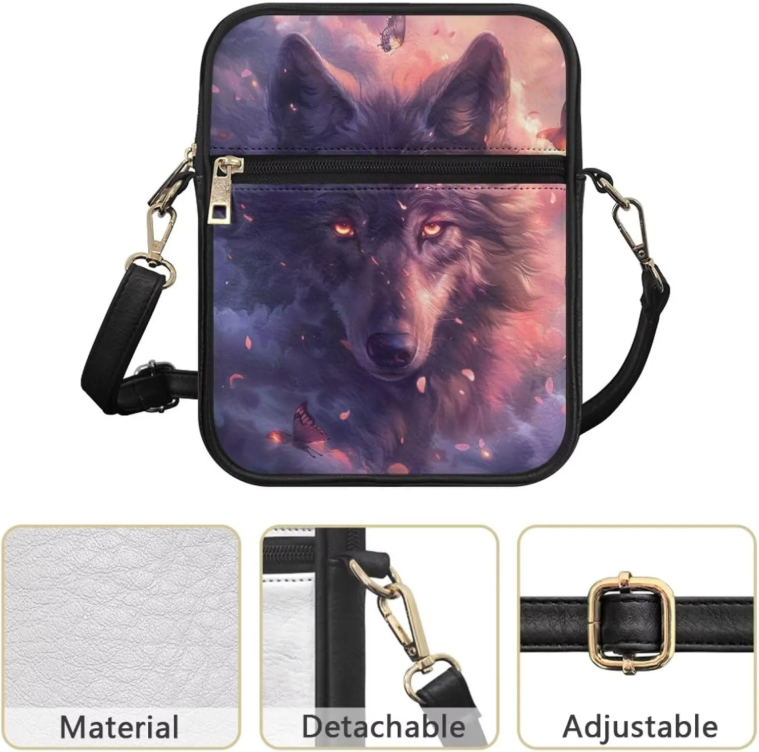 COEQINE Animal Messenger Bags Leather Cell Phone Purse Women Crossbody Bag Messenger Pouch Travel Wallet