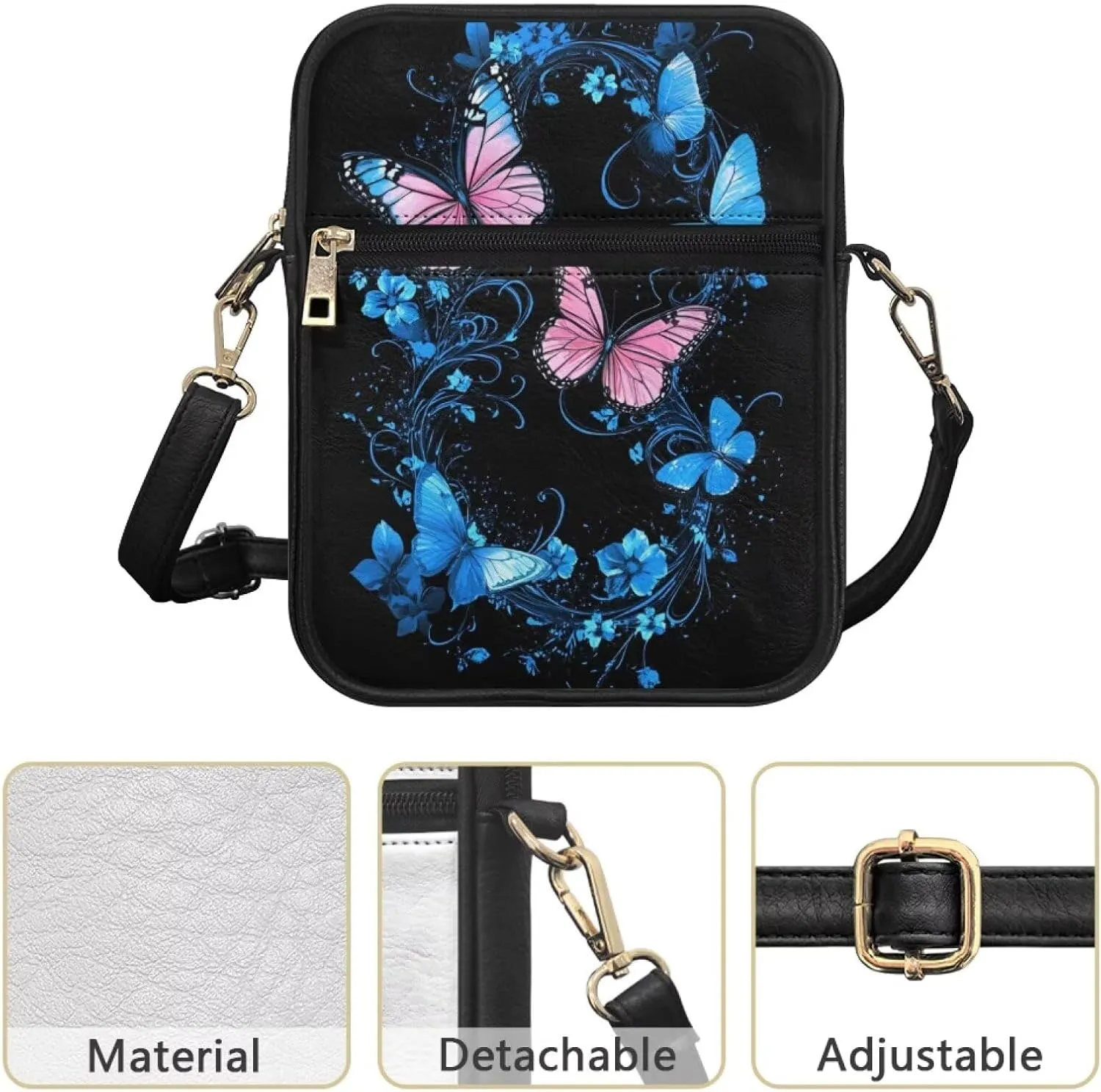 COEQINE Animal Messenger Bags Leather Cell Phone Purse Women Crossbody Bag Messenger Pouch Travel Wallet