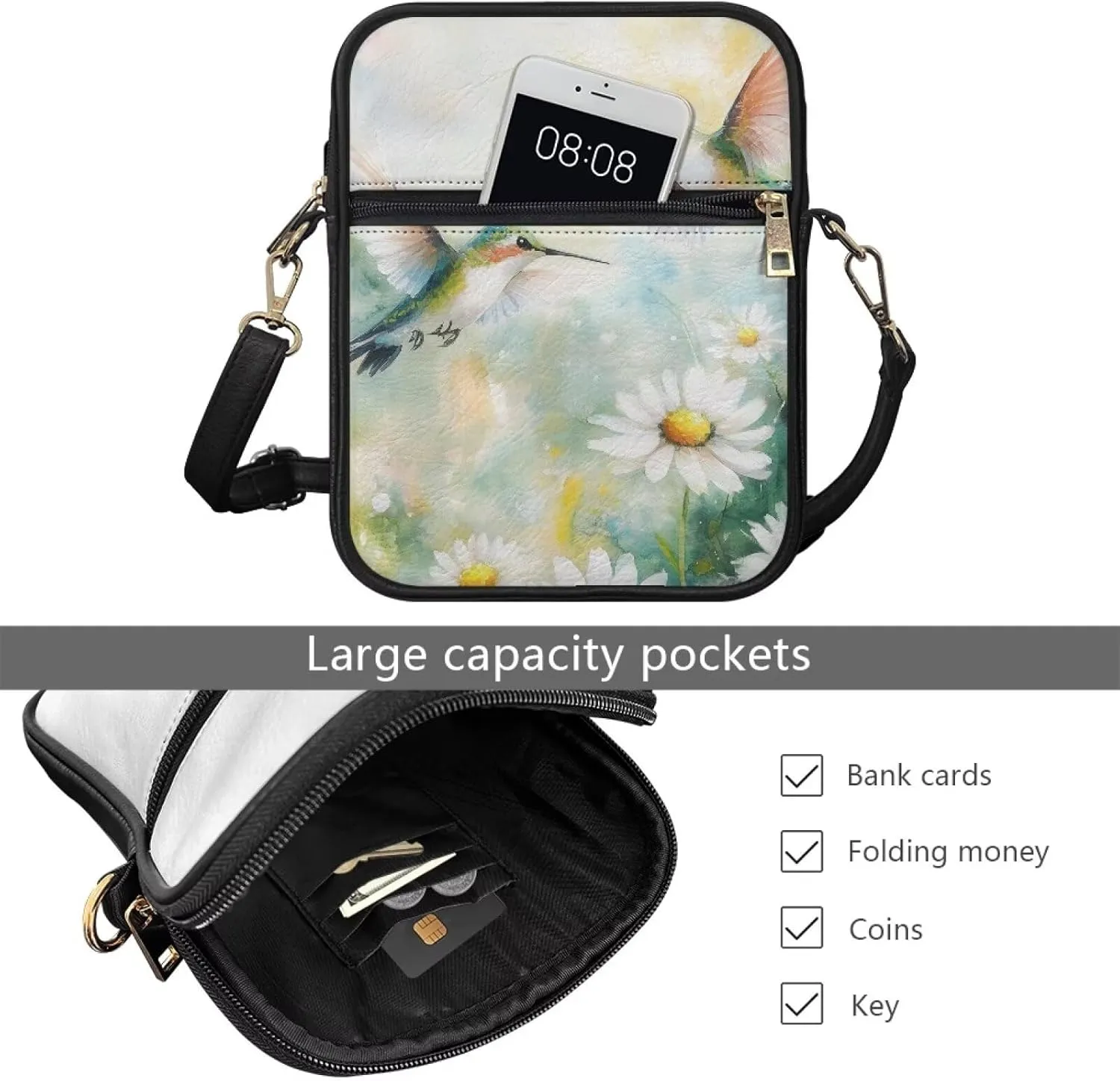 COEQINE Cute Crossbody Bag for Women Kawaii Messenger Bags Purse Cell Phone Shoulder Bag Mini Wallet Over Shoulder Strap