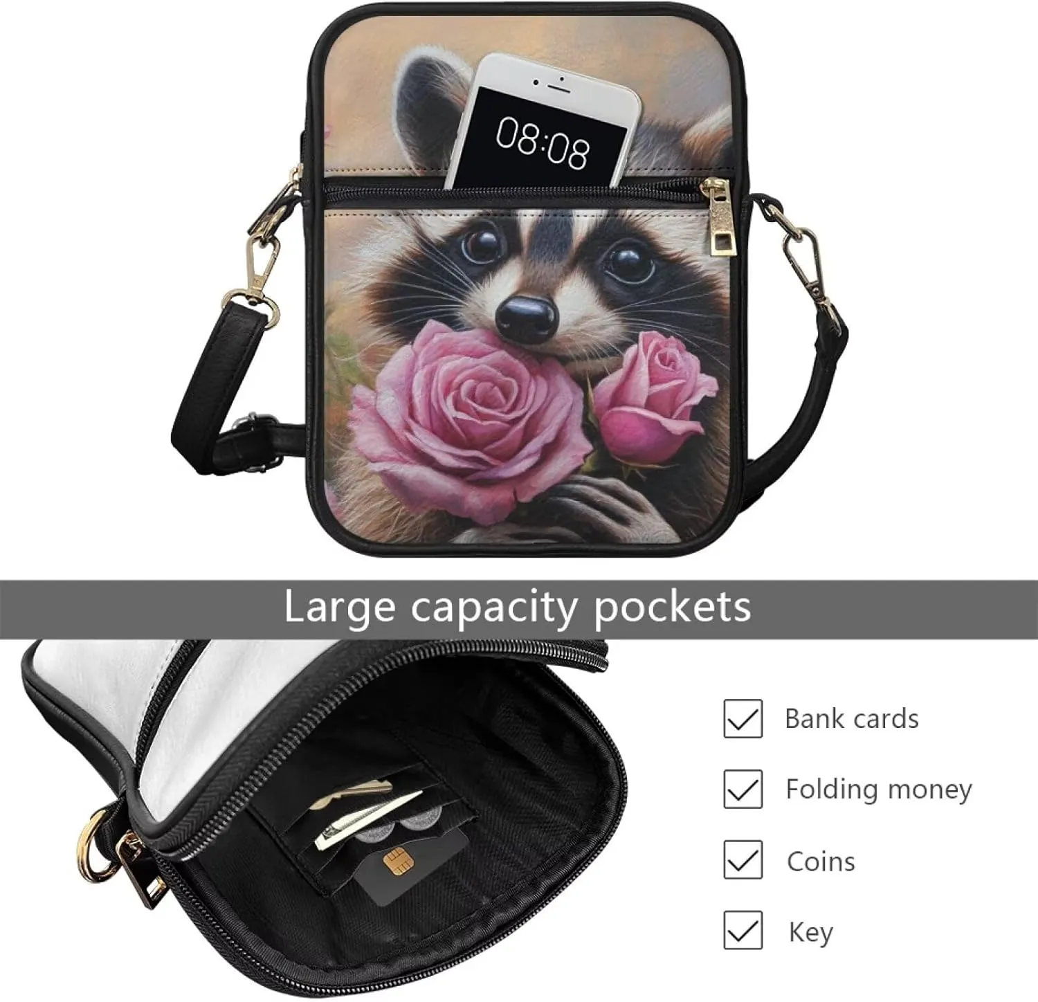 COEQINE Cute Crossbody Bag for Women Kawaii Messenger Bags Purse Cell Phone Shoulder Bag Mini Wallet Over Shoulder Strap