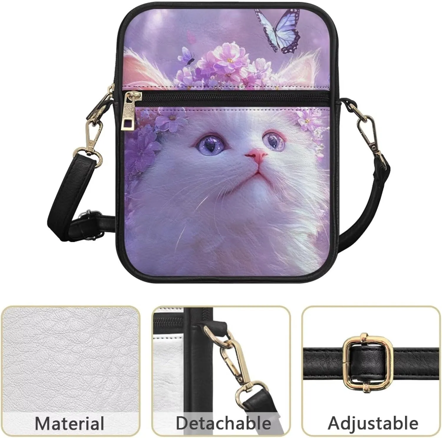 COEQINE Cute Crossbody Bag for Women Kawaii Messenger Bags Purse Cell Phone Shoulder Bag Mini Wallet Over Shoulder Strap