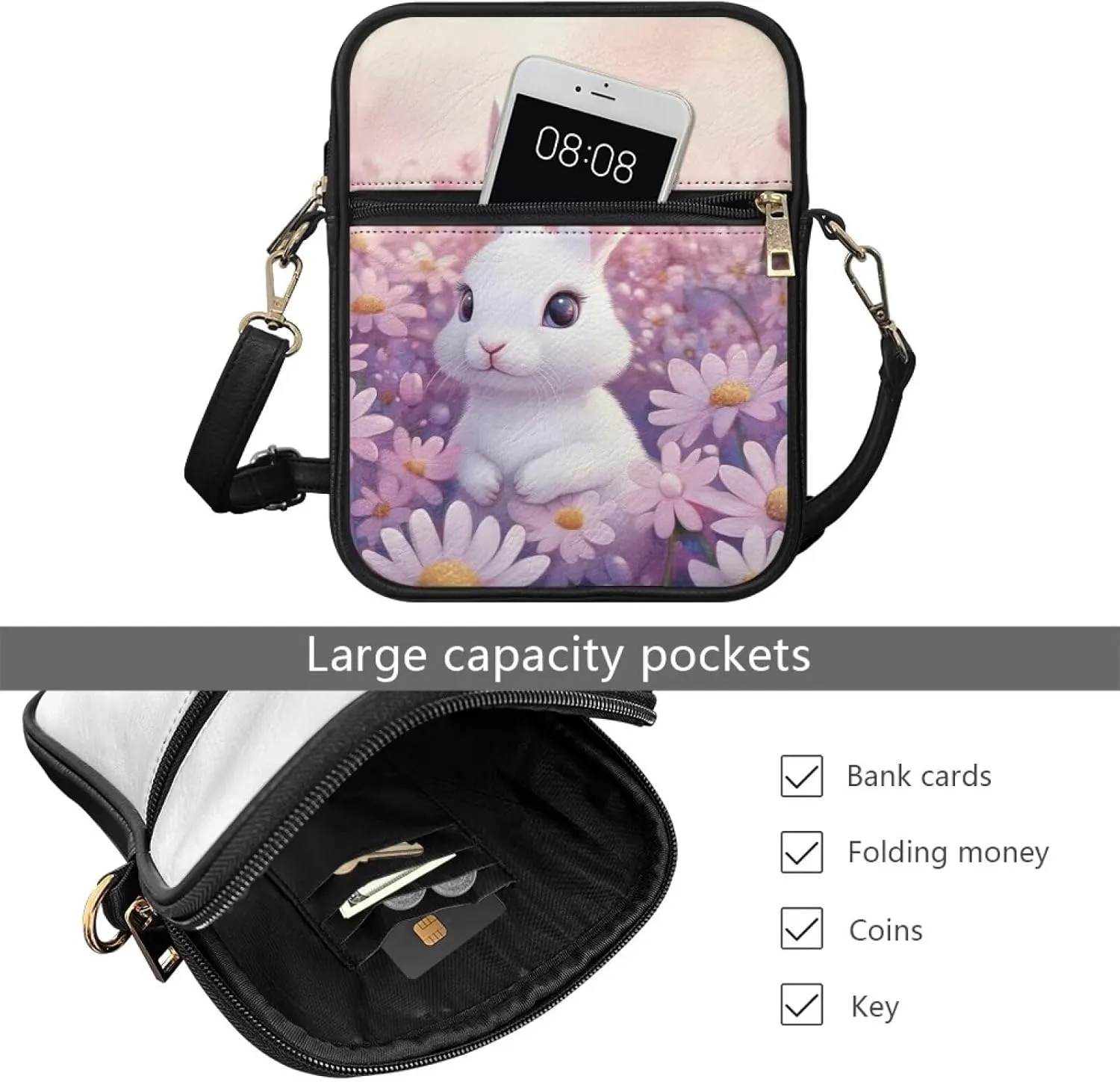 COEQINE Cute Messenger Bag for Women Pink Leather Crossbody Shoulder Bag Handbag Satchel Bags for Work Travel