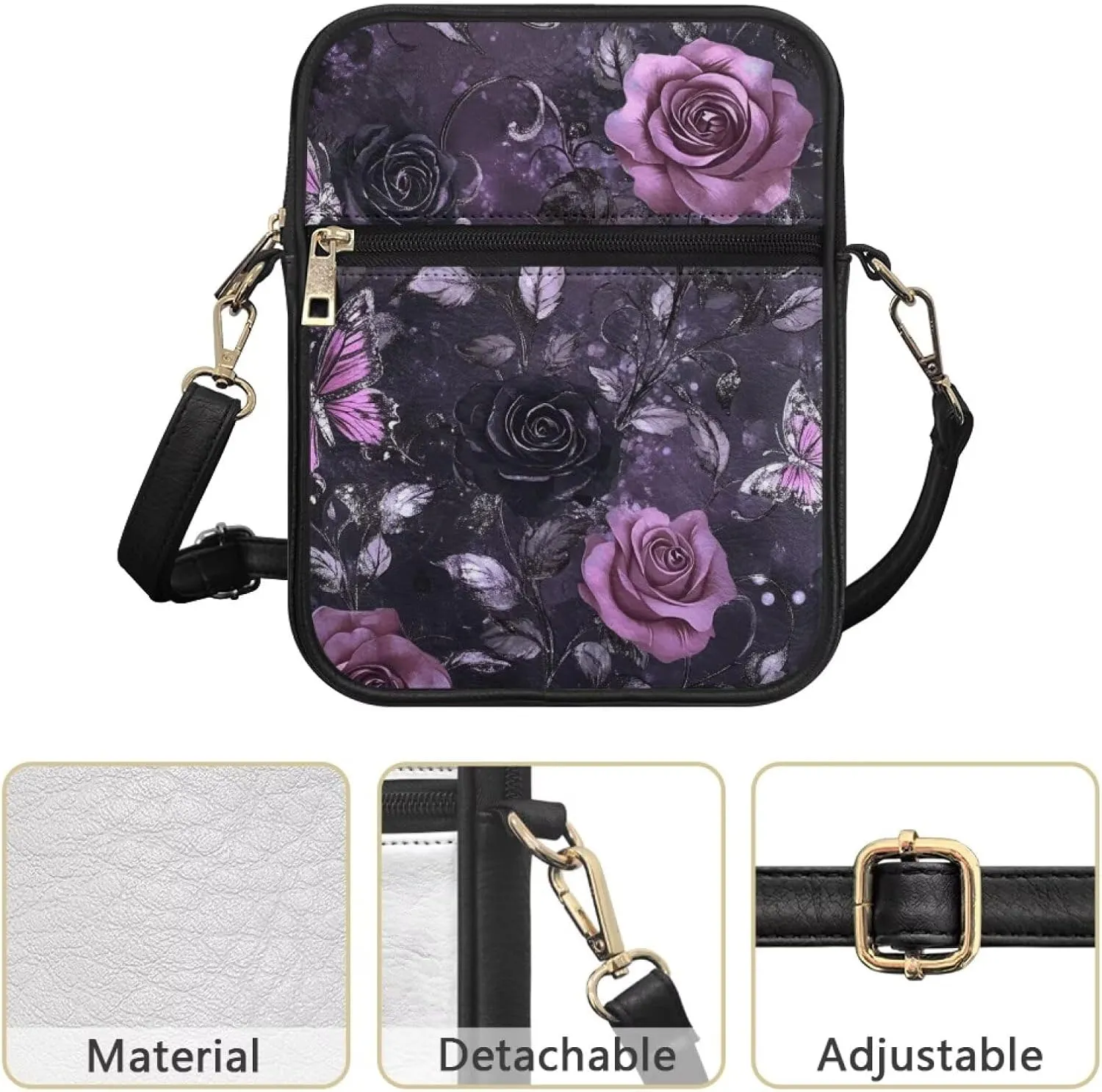 COEQINE Gothic Purse for Women Leather Messenger Bag for Ladies Purse Vintage Crossbody Shoulder Bag Military Satchel