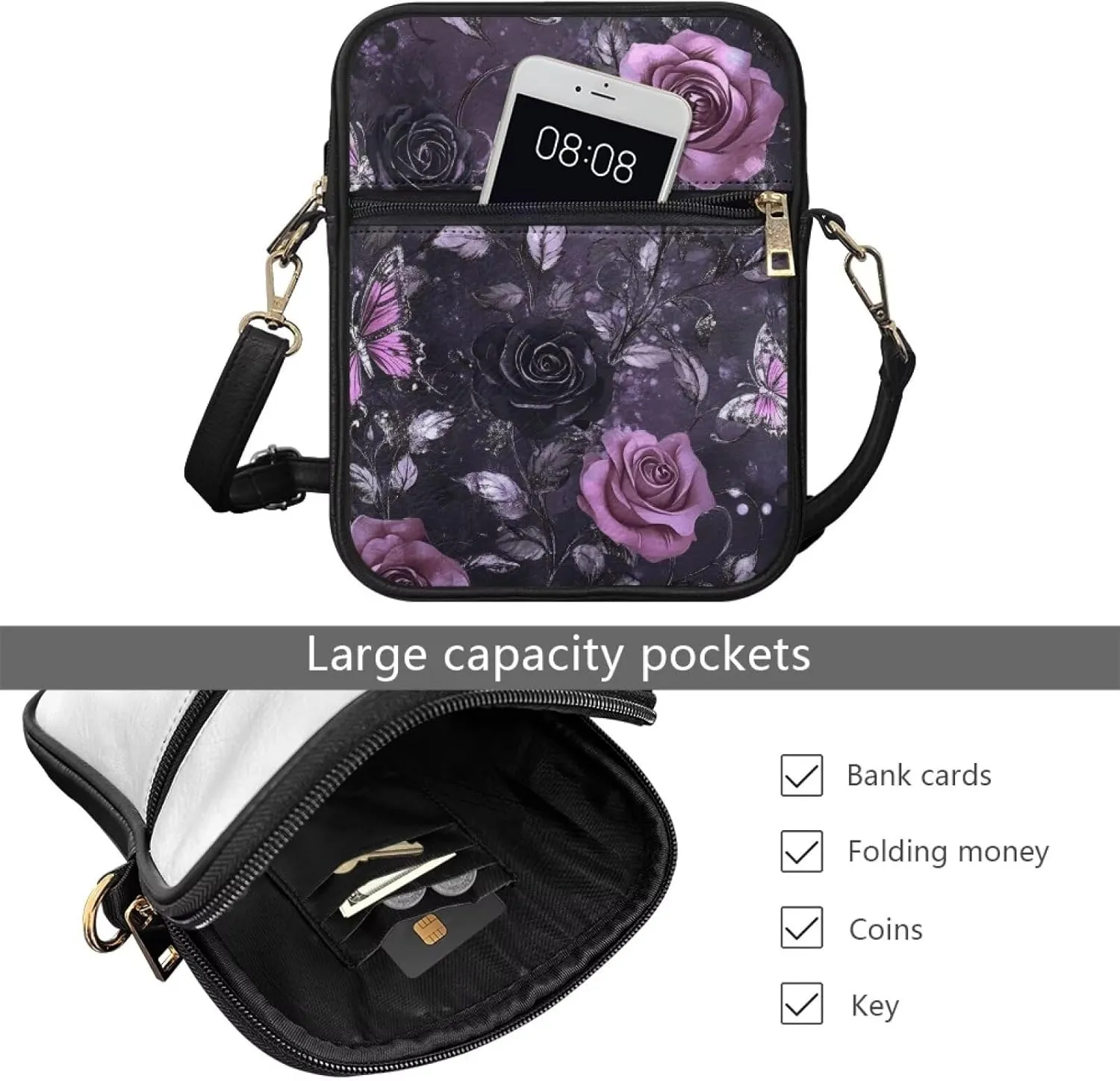 COEQINE Gothic Purse for Women Leather Messenger Bag for Ladies Purse Vintage Crossbody Shoulder Bag Military Satchel