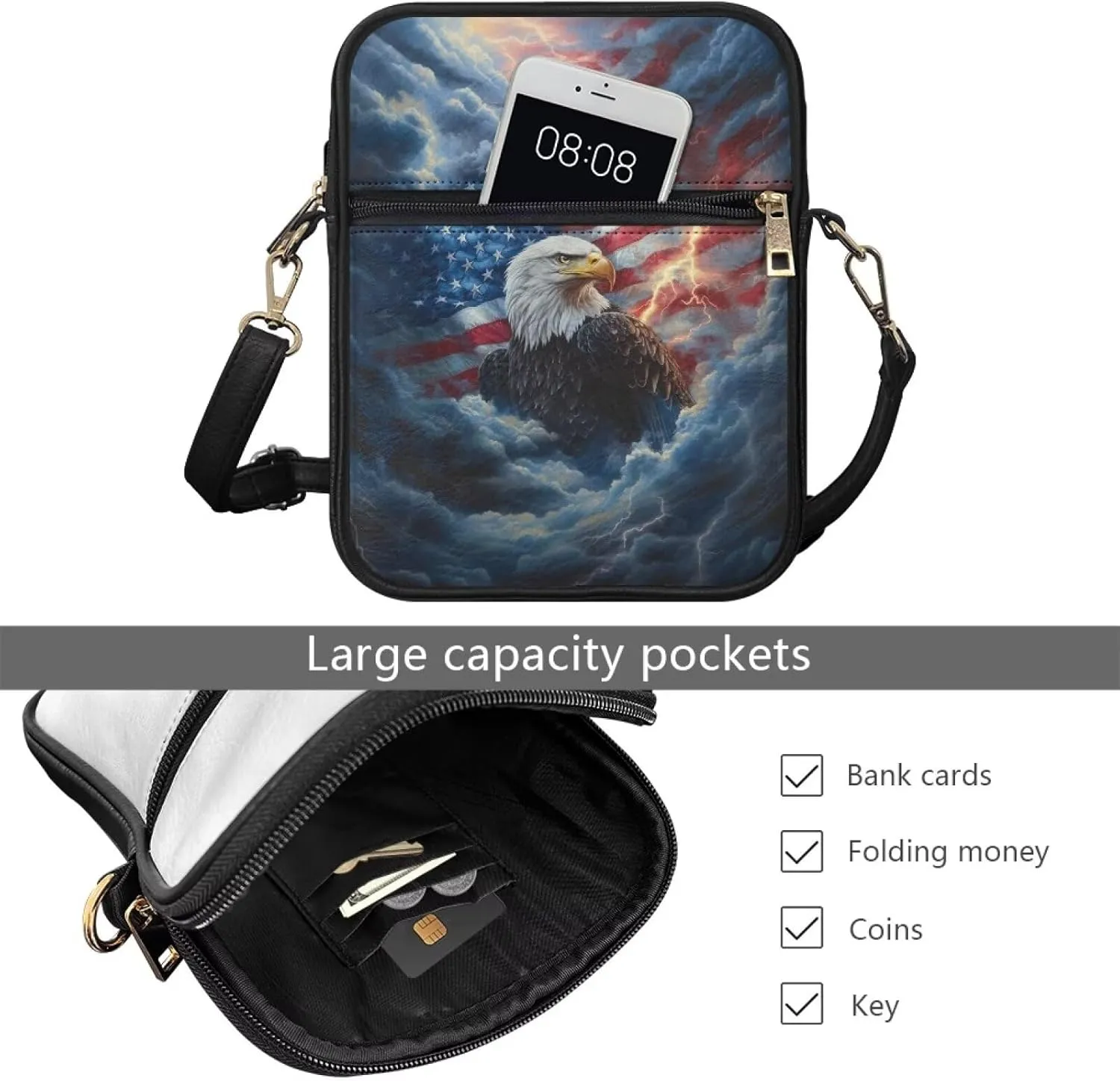 COEQINE Leather Messenger Bag for Men Cool Small Leather Sling Shoulder Bag Messenger Pack for Men, Man Purse