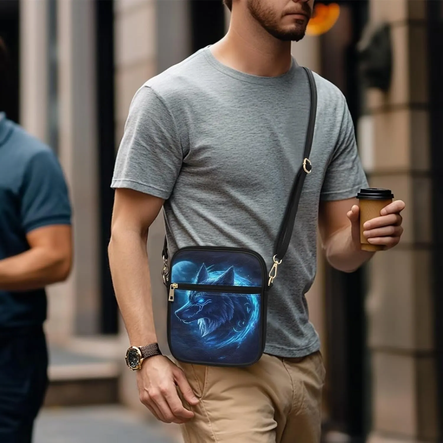 COEQINE Leather Messenger Bag for Men Cool Small Leather Sling Shoulder Bag Messenger Pack for Men, Man Purse