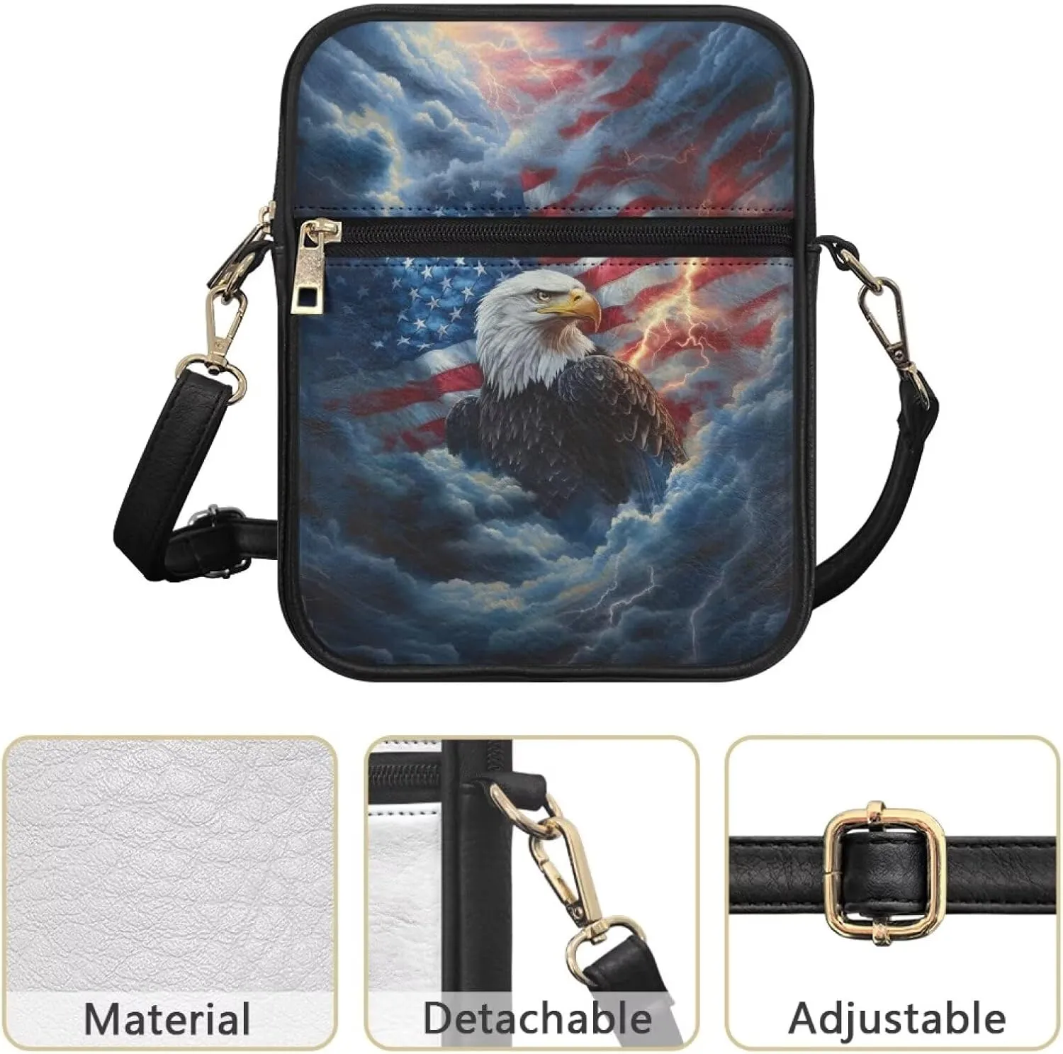 COEQINE Leather Messenger Bag for Men Cool Small Leather Sling Shoulder Bag Messenger Pack for Men, Man Purse