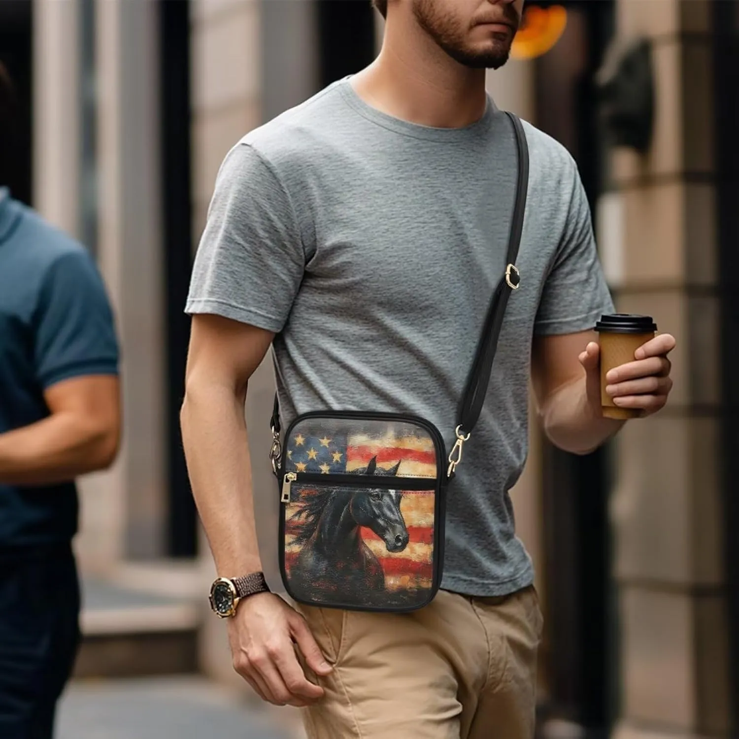 COEQINE Leather Messenger Bag for Men Cool Small Leather Sling Shoulder Bag Messenger Pack for Men, Man Purse