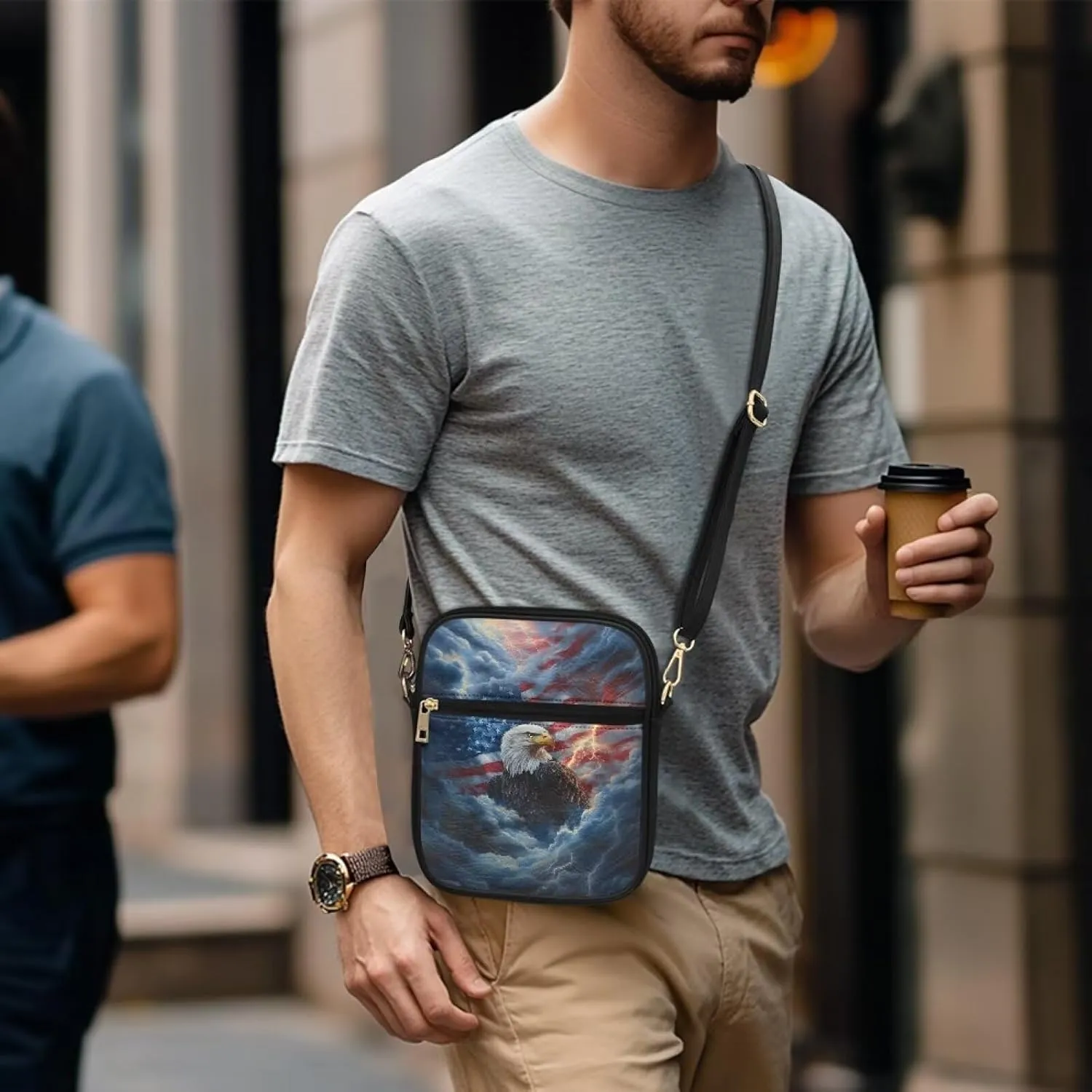 COEQINE Leather Messenger Bag for Men Cool Small Leather Sling Shoulder Bag Messenger Pack for Men, Man Purse