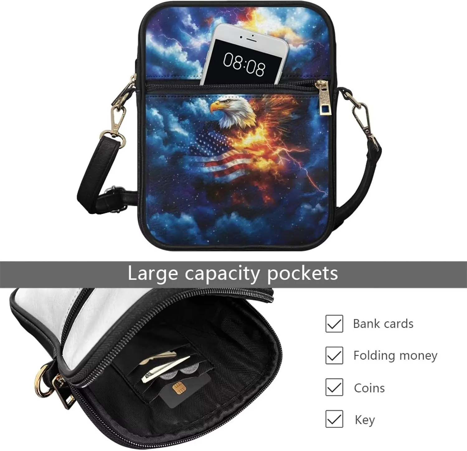 COEQINE Leather Messenger Bag for Men Cool Small Leather Sling Shoulder Bag Messenger Pack for Men, Man Purse