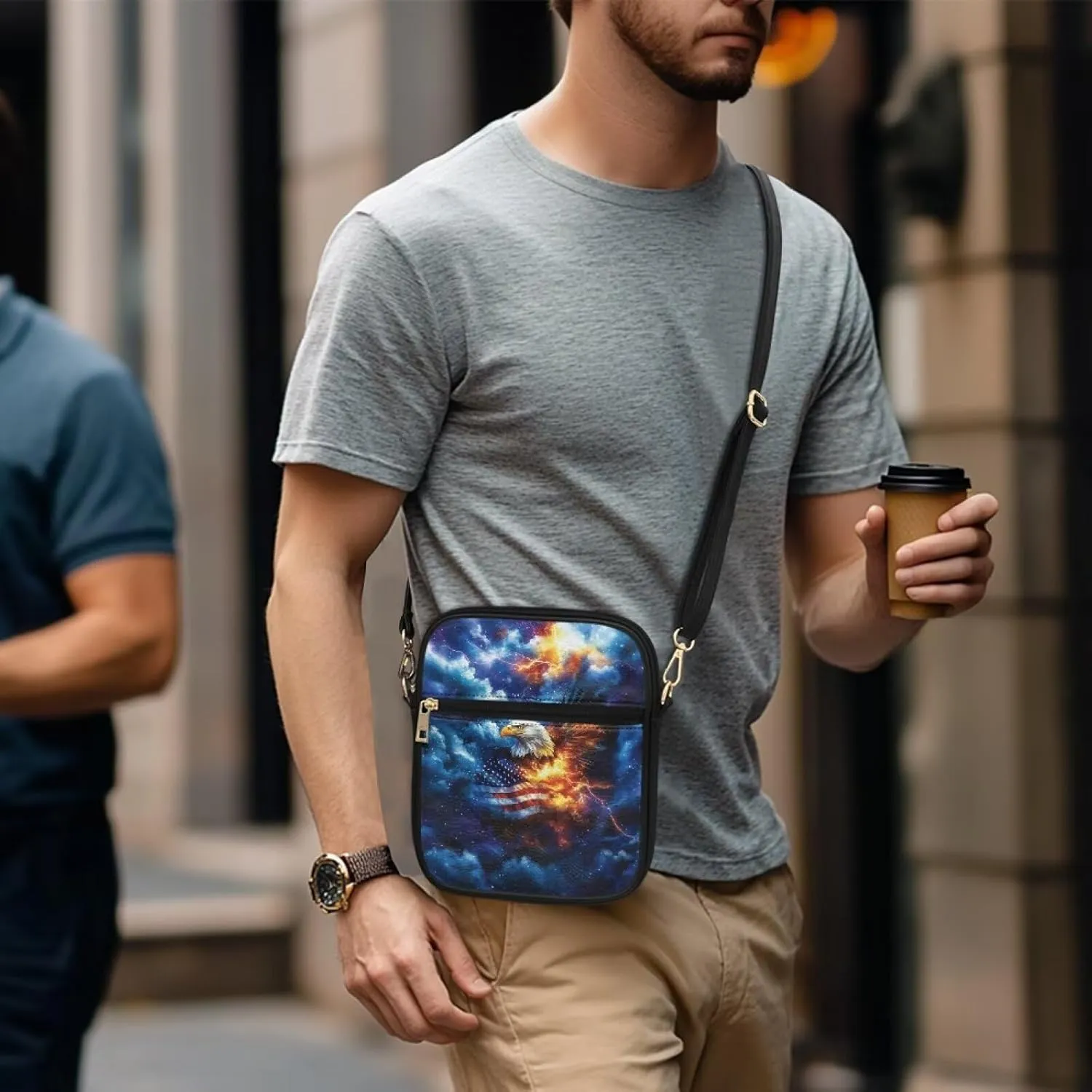 COEQINE Leather Messenger Bag for Men Cool Small Leather Sling Shoulder Bag Messenger Pack for Men, Man Purse