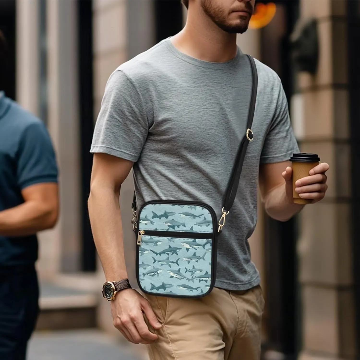 COEQINE Leather Messenger Bag for Men Cool Small Leather Sling Shoulder Bag Messenger Pack for Men, Man Purse