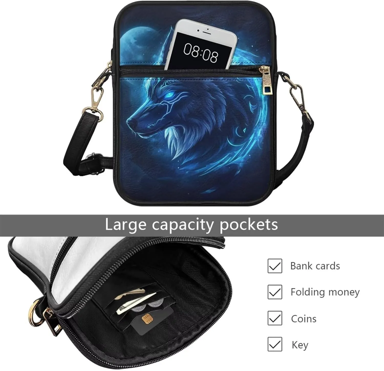COEQINE Leather Messenger Bag for Men Cool Small Leather Sling Shoulder Bag Messenger Pack for Men, Man Purse