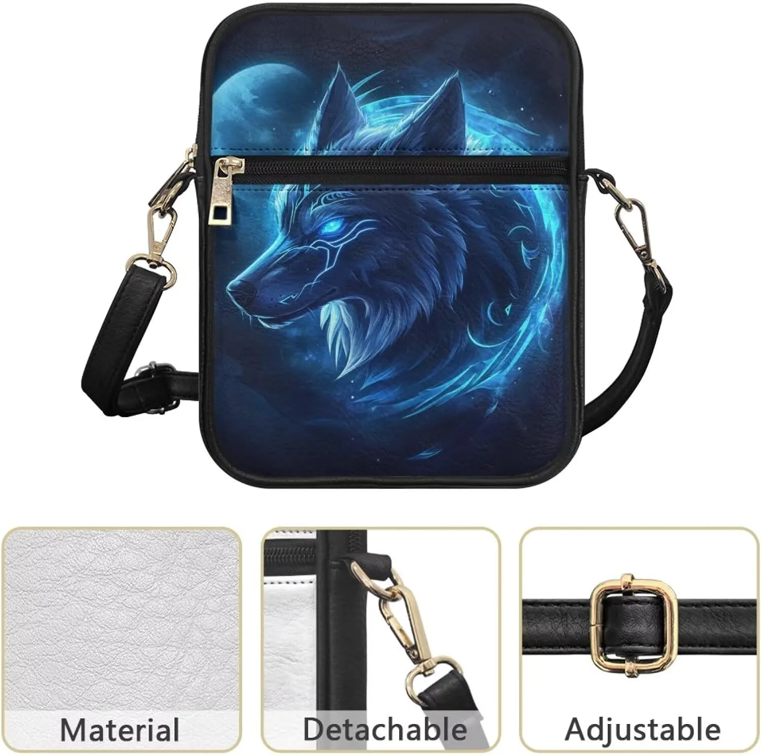 COEQINE Leather Messenger Bag for Men Cool Small Leather Sling Shoulder Bag Messenger Pack for Men, Man Purse
