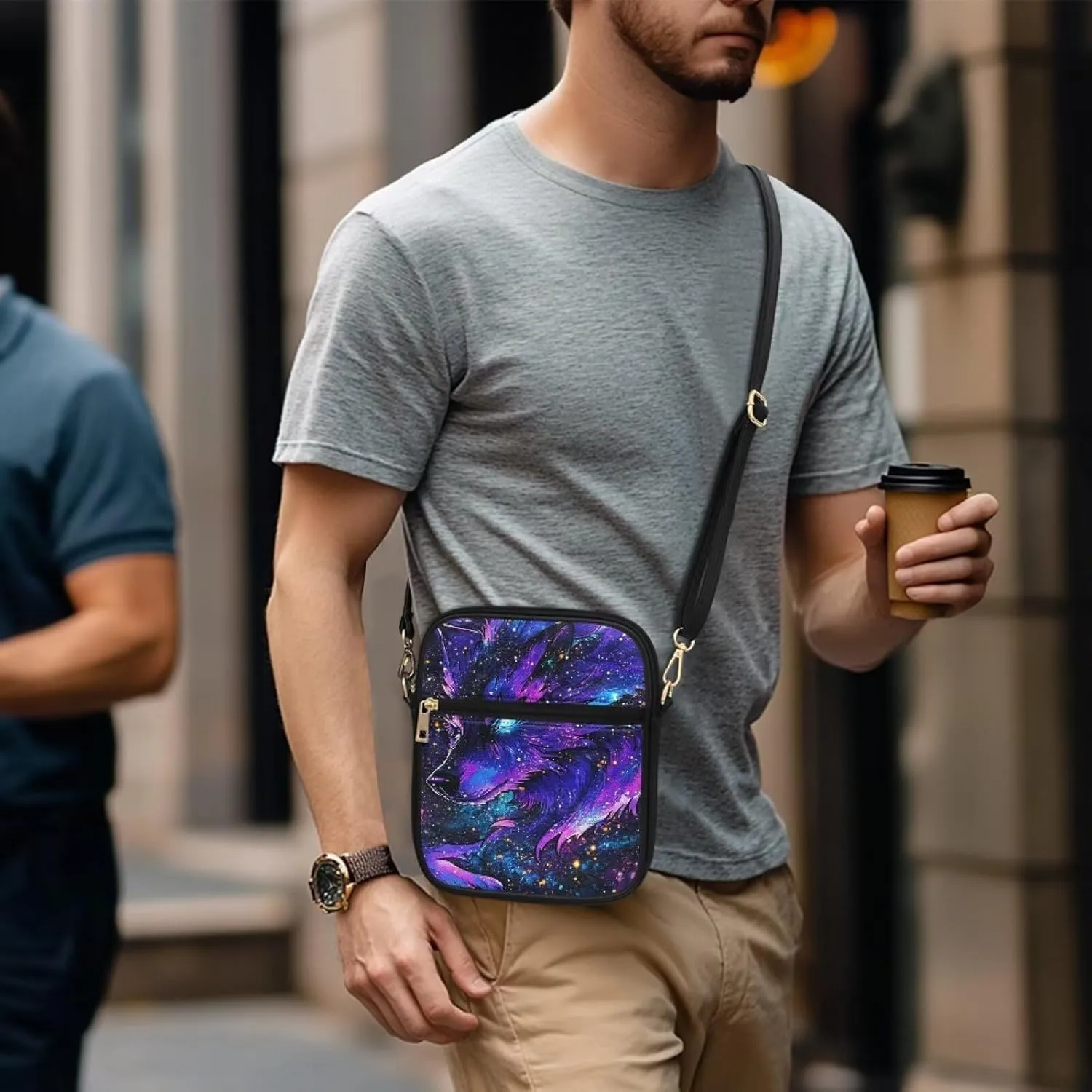 COEQINE Leather Messenger Bag for Men Crossbody Shoulder Bag for Work Cell Phone for Travel Gym