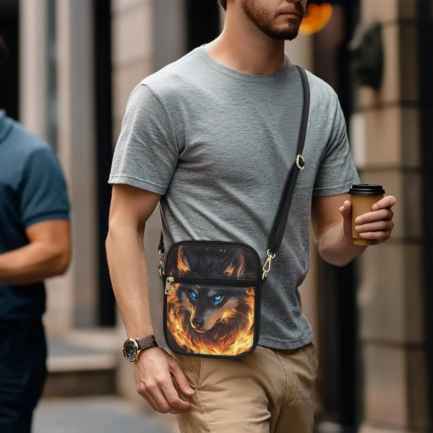 COEQINE Leather Messenger Bag for Men Crossbody Shoulder Bag for Work Cell Phone for Travel Gym