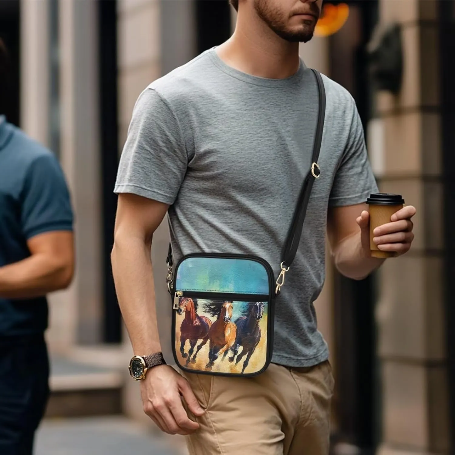 COEQINE Leather Messenger Bag for Men Crossbody Shoulder Bag for Work Cell Phone for Travel Gym