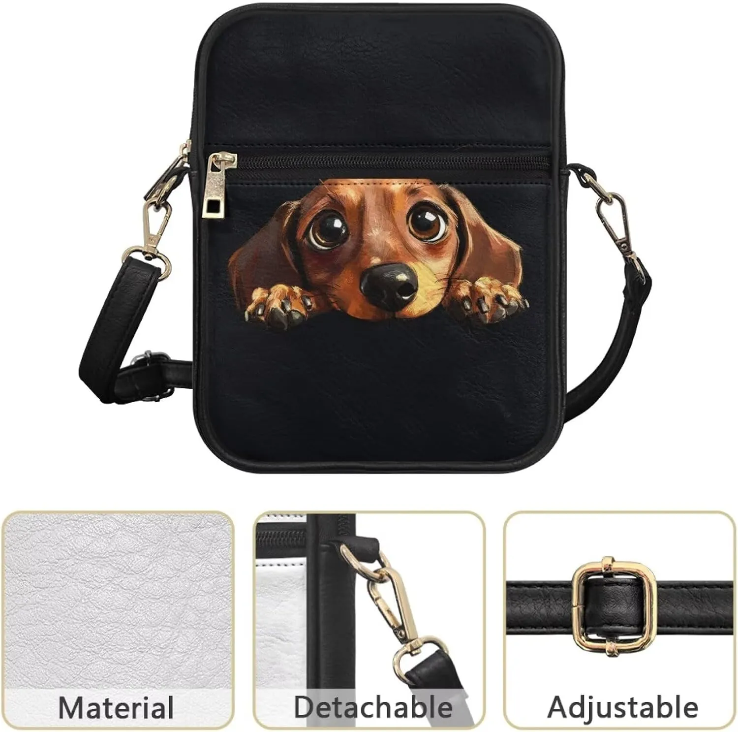 COEQINE Leather Messenger Bag for Men for Work Waterproof Crossbody Bag Adult Aesthetic Small Shing Bag for Cell Phone Case