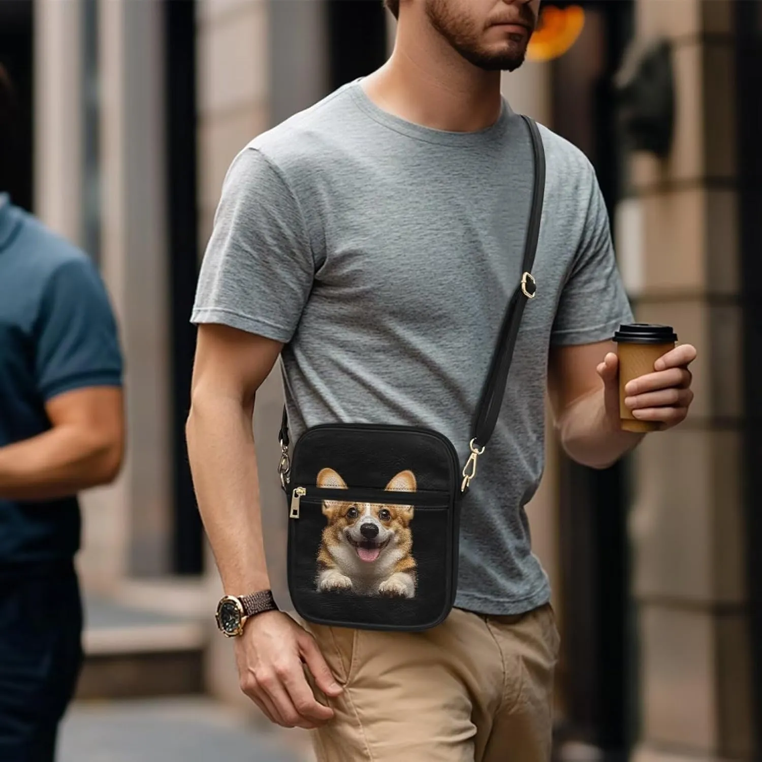 COEQINE Leather Messenger Bag for Men for Work Waterproof Crossbody Bag Adult Aesthetic Small Shing Bag for Cell Phone Case