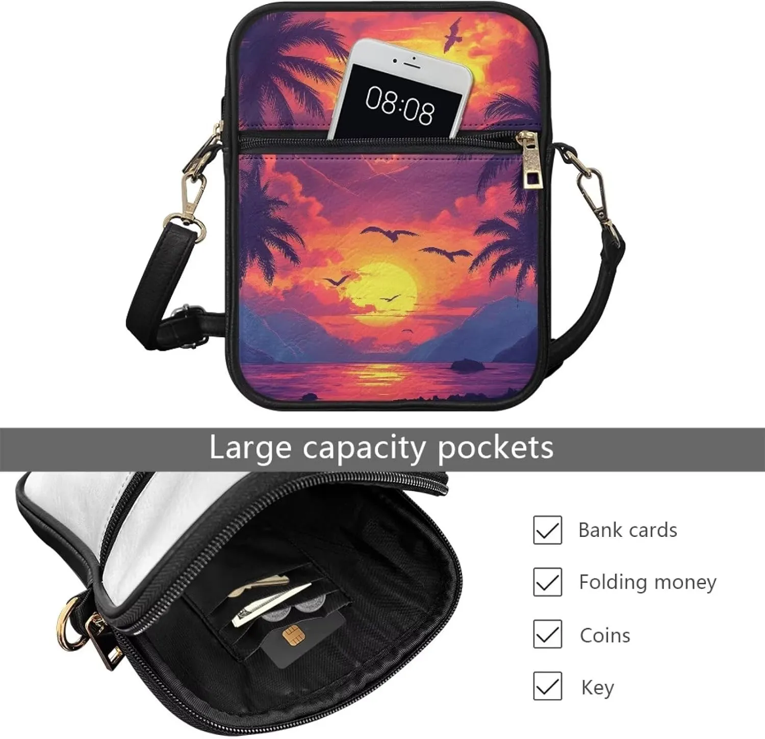 COEQINE Leather Messenger Bag for Men for Work Waterproof Crossbody Bag Adult Aesthetic Small Shing Bag for Cell Phone Case