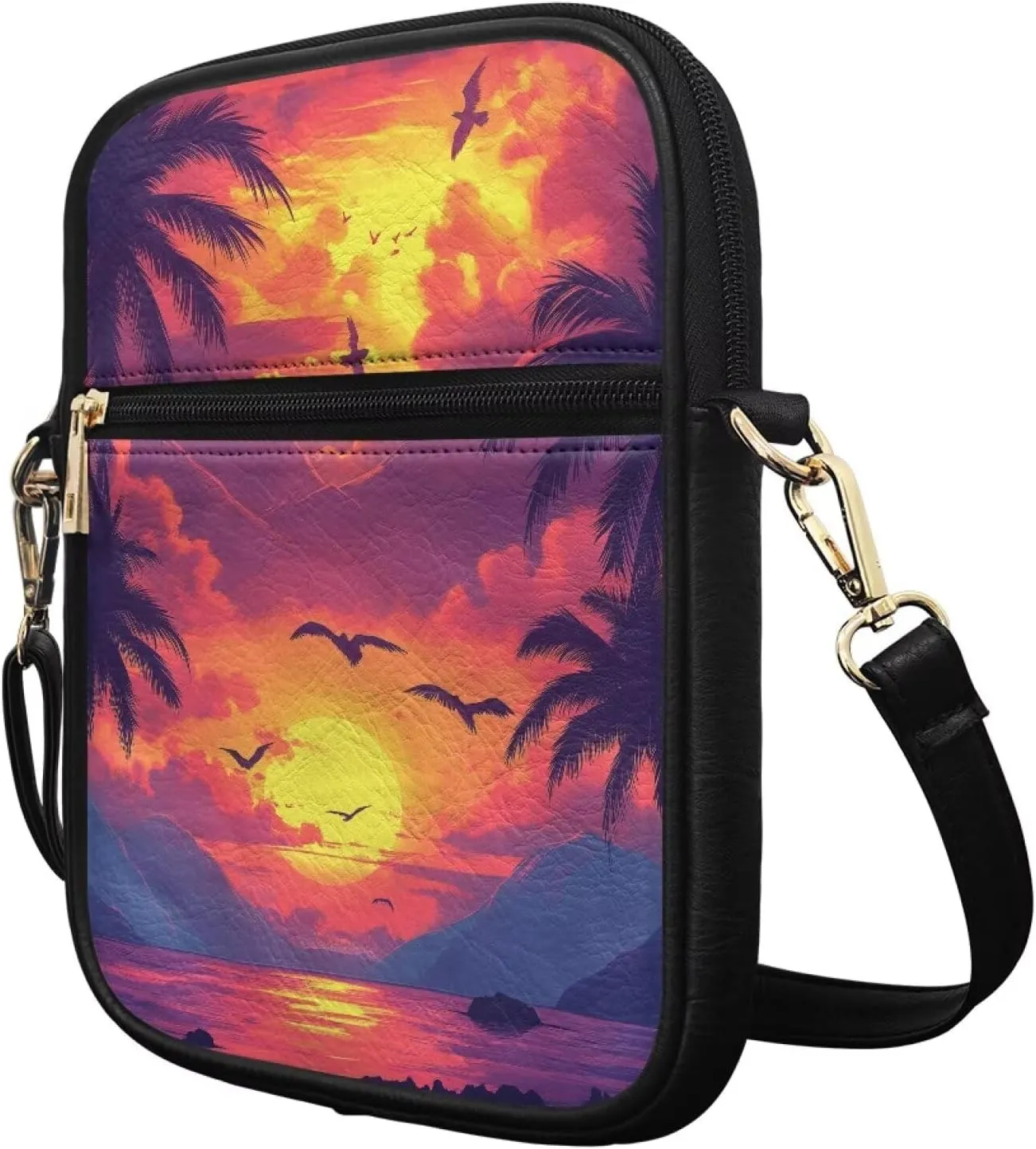 COEQINE Leather Messenger Bag for Men for Work Waterproof Crossbody Bag Adult Aesthetic Small Shing Bag for Cell Phone Case