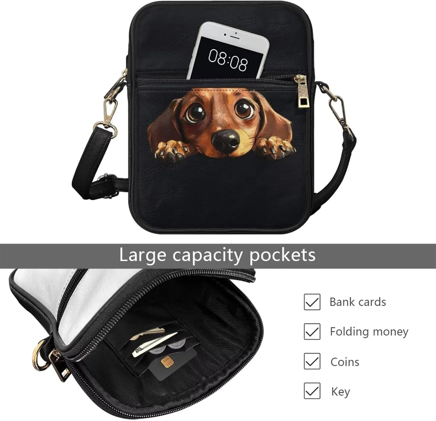 COEQINE Leather Messenger Bag for Men for Work Waterproof Crossbody Bag Adult Aesthetic Small Shing Bag for Cell Phone Case