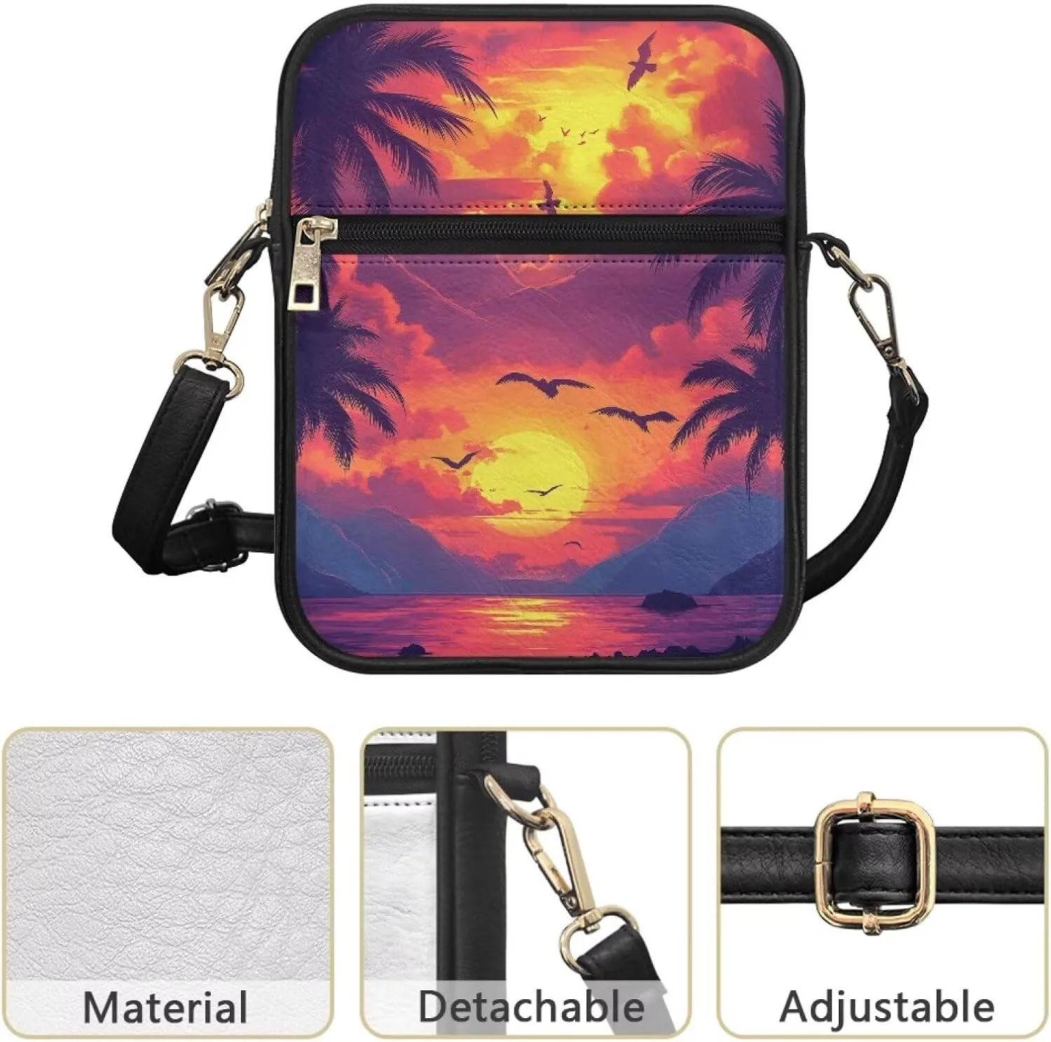 COEQINE Leather Messenger Bag for Men for Work Waterproof Crossbody Bag Adult Aesthetic Small Shing Bag for Cell Phone Case