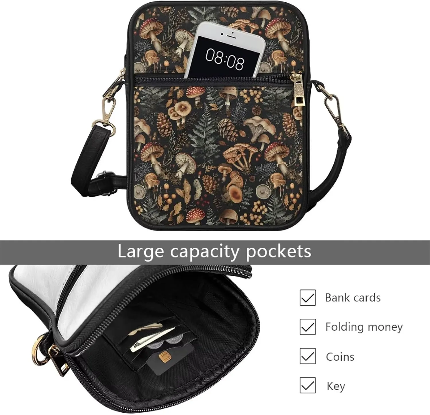 COEQINE Leather Messenger Bag for Men for Work Waterproof Crossbody Bag Adult Aesthetic Small Shing Bag for Cell Phone Case