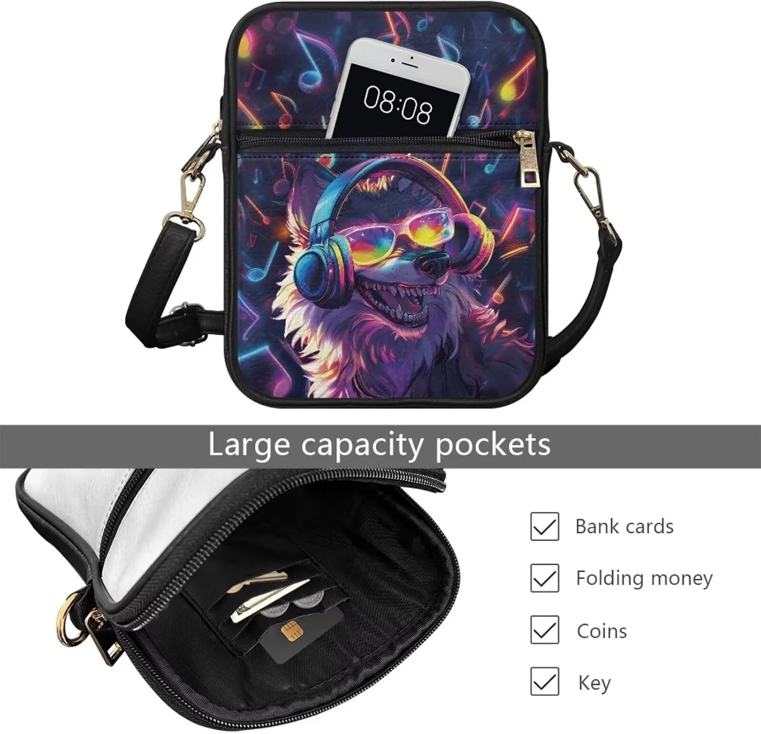 COEQINE Leather Messenger Bag for Men for Work Waterproof Crossbody Bag Adult Aesthetic Small Shing Bag for Cell Phone Case