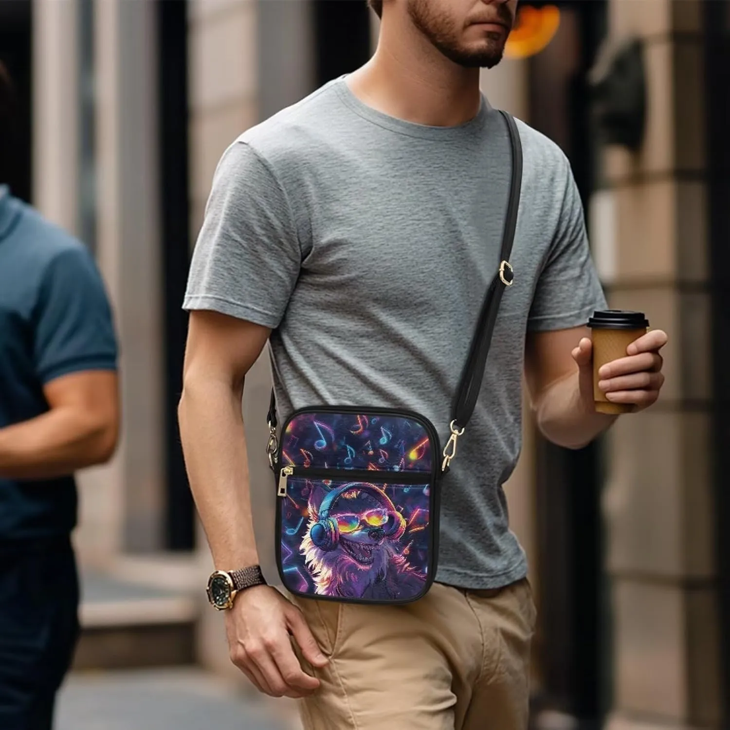 COEQINE Leather Messenger Bag for Men for Work Waterproof Crossbody Bag Adult Aesthetic Small Shing Bag for Cell Phone Case