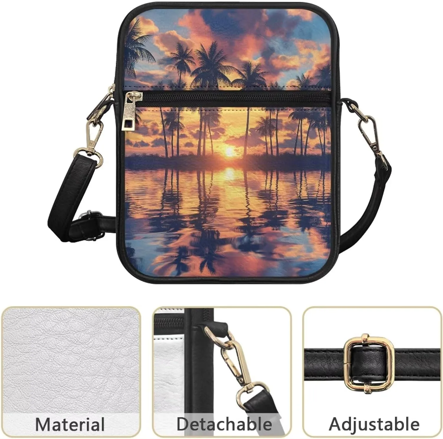 COEQINE Leather Messenger Bag for Men for Work Waterproof Crossbody Bag Adult Aesthetic Small Shing Bag for Cell Phone Case
