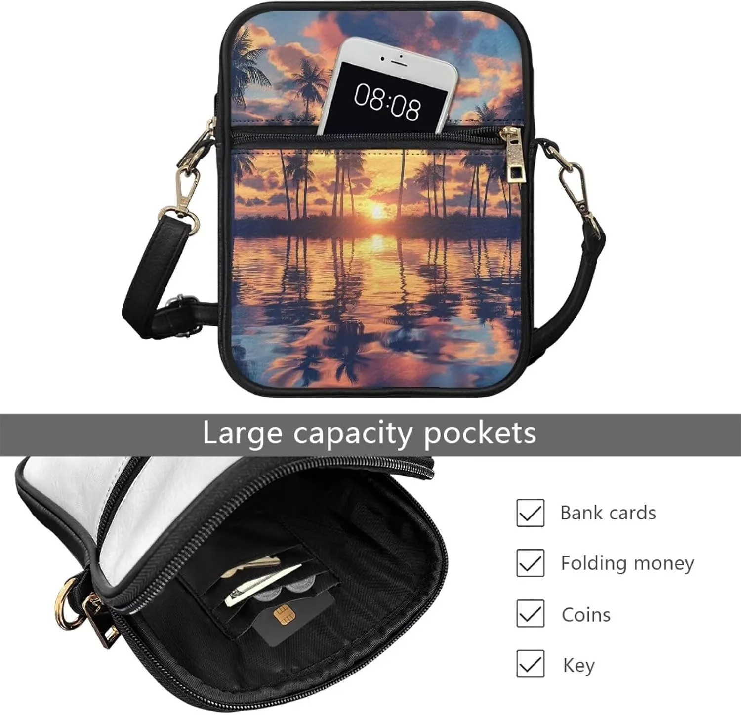 COEQINE Leather Messenger Bag for Men for Work Waterproof Crossbody Bag Adult Aesthetic Small Shing Bag for Cell Phone Case