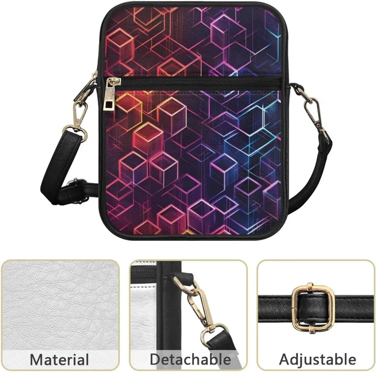 COEQINE Leather Messenger Bags for Men Crossbody Bag Aesthetic Small Shoulder Bag Waterproof Crossbody Bag Business Work