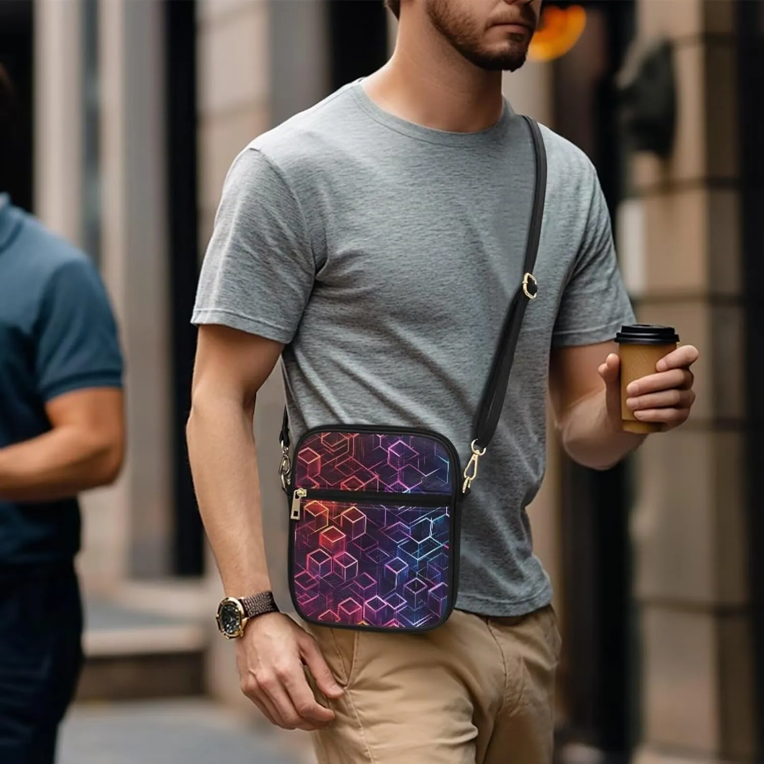 COEQINE Leather Messenger Bags for Men Crossbody Bag Aesthetic Small Shoulder Bag Waterproof Crossbody Bag Business Work