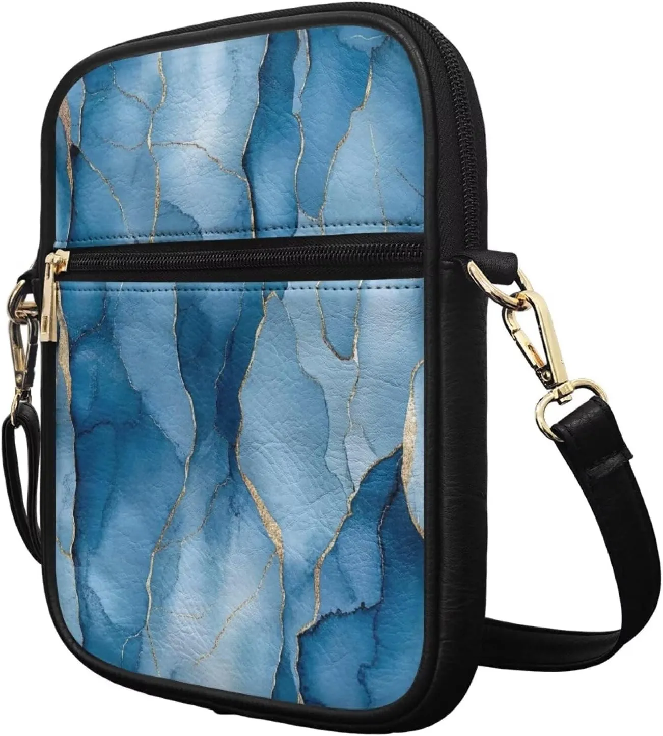 COEQINE Leather Messenger Bags for Men Crossbody Bag Aesthetic Small Shoulder Bag Waterproof Crossbody Bag Business Work